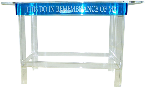Clear-Blue Acrylic Communion Table