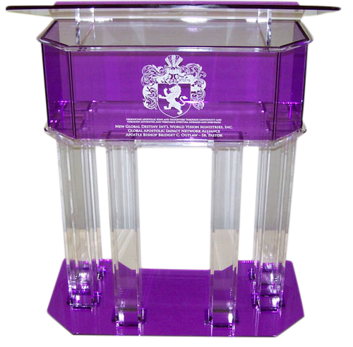 Clear / Purple Clear and Purple Pillar Acrylic Podium