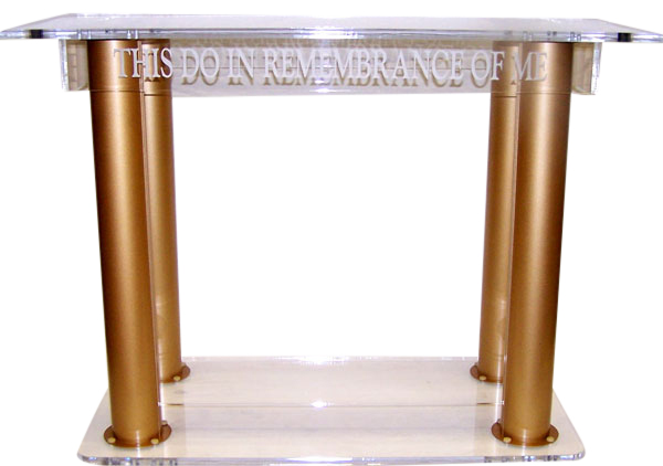 Clear Gold Acrylic Contemporary Pillar Table