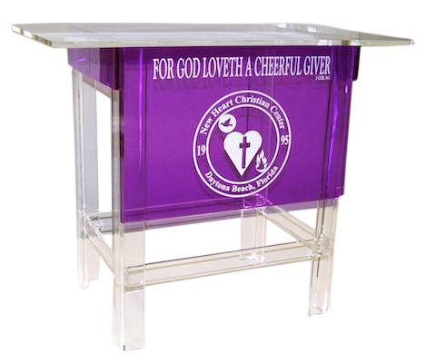 Clear / Purple Clear-Purple Acrylic Offering Table