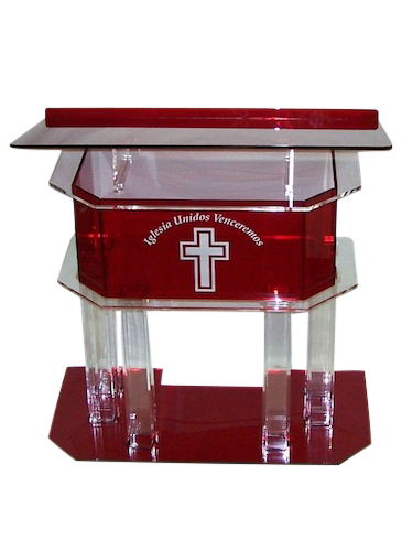 Clear and Red Pillar Acrylic Podium