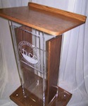 acrylic podium with wood