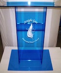 blue acrylic podium