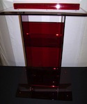 red acrylic podium